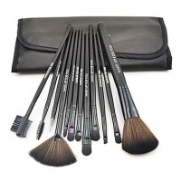 Set de 12 pinceles de maquillaje profesional con estuche color negro